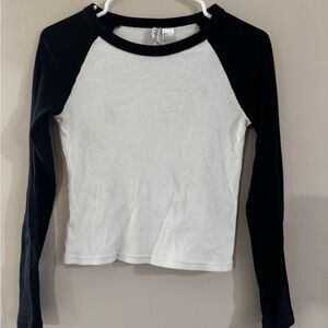 Divided Monochrome Ribbed Top